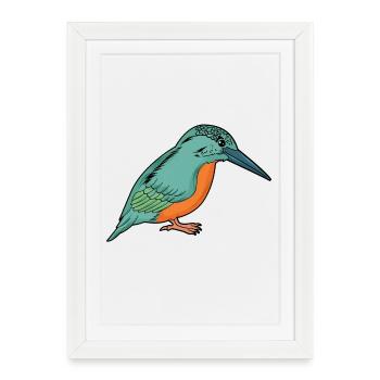 Kingfisher - Framed poster (27 × 37 cm) - white - Front