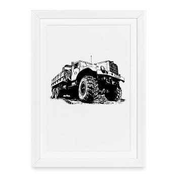 Camion KrAZ | RDA | Cyclomoteur | Camion | Technologie - Affiche encadrée (27 × 37 cm) - blanc - Devant