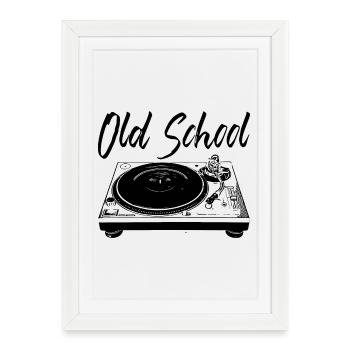 Old School - Platines vinyles - Affiche encadrée (27 × 37 cm) - blanc - Devant
