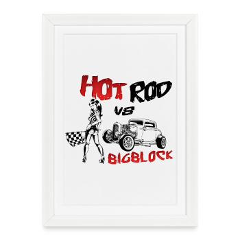 Hot Rod V8 Big Block - Affiche encadrée (27 × 37 cm) - blanc - Devant