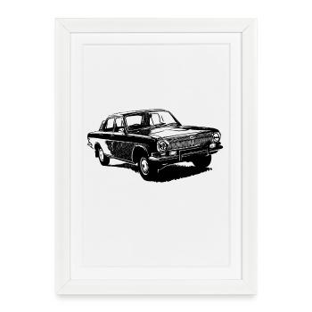 Volga GAZ 24 - Affiche encadrée (27 × 37 cm) - blanc - Devant