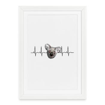 Koala Heart Love Australie Animaux de bien-être animal - Affiche encadrée (27 × 37 cm) - blanc - Devant