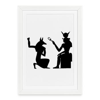 Pyramide hiéroglyphes égyptiens pharaon - Affiche encadrée (27 × 37 cm) - blanc - Devant