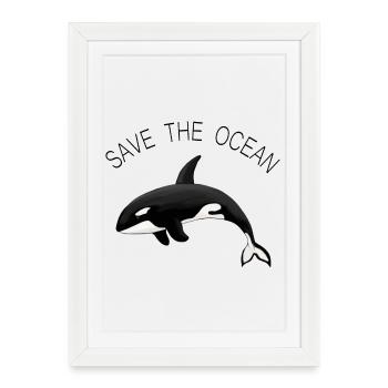 Save the Ocean Orca Killer Whale - Framed poster (27 × 37 cm) - white - Front