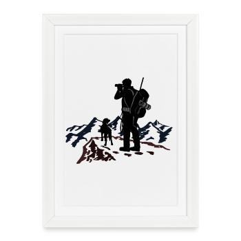 Chasse en montagne - Affiche encadrée (27 × 37 cm) - blanc - Devant