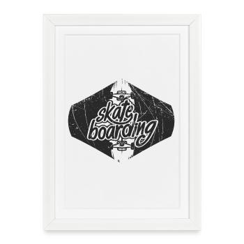 Skateboarding Skateboard - Affiche encadrée (27 × 37 cm) - blanc - Devant
