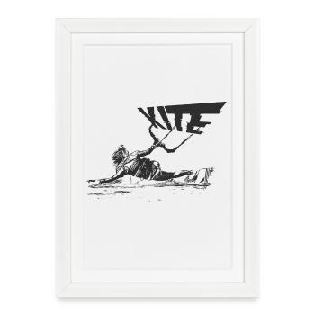 Kitegirl Kiten Kite noir - Affiche encadrée (27 × 37 cm) - blanc - Devant