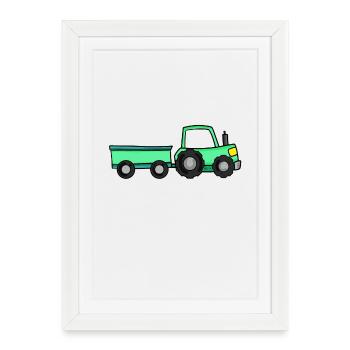 Tracteur avec remorque - Affiche encadrée (27 × 37 cm) - blanc - Devant
