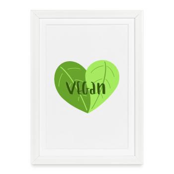 Cœur végétalien - Affiche encadrée (27 × 37 cm) - blanc - Devant