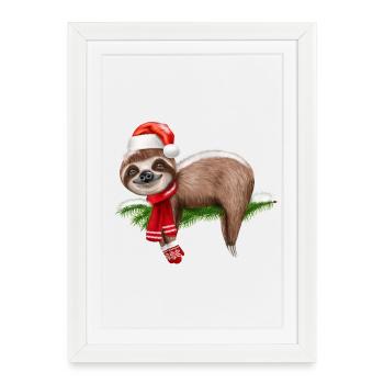 Christmas Sloth - Framed poster (27 × 37 cm) - white - Front