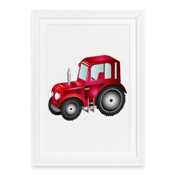 red 3D tractor for tractor and farm fans - Framed poster (27 × 37 cm) - white - Front