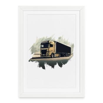 LKW Truck - Framed poster (27 × 37 cm) - white - Front