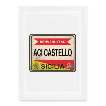 t-shirt Aci Castello signe de bienvenue - Affiche encadrée (27 × 37 cm) - blanc - Devant