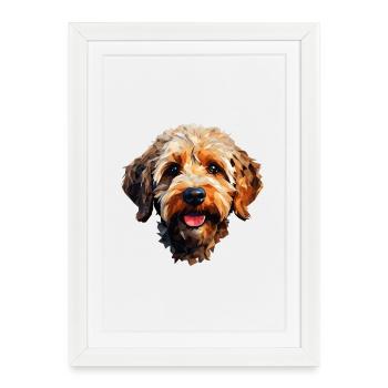 Le chien dans le style polygonal - Affiche encadrée (27 × 37 cm) - blanc - Devant