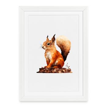 Écureuil de style polygonal - Affiche encadrée (27 × 37 cm) - blanc - Devant