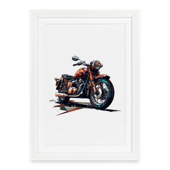 Moto de style polygonal - Affiche encadrée (27 × 37 cm) - blanc - Devant