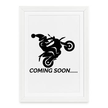Bientôt disponible Père Noël Père Noël Wheelie - Affiche encadrée (27 × 37 cm) - blanc - Devant