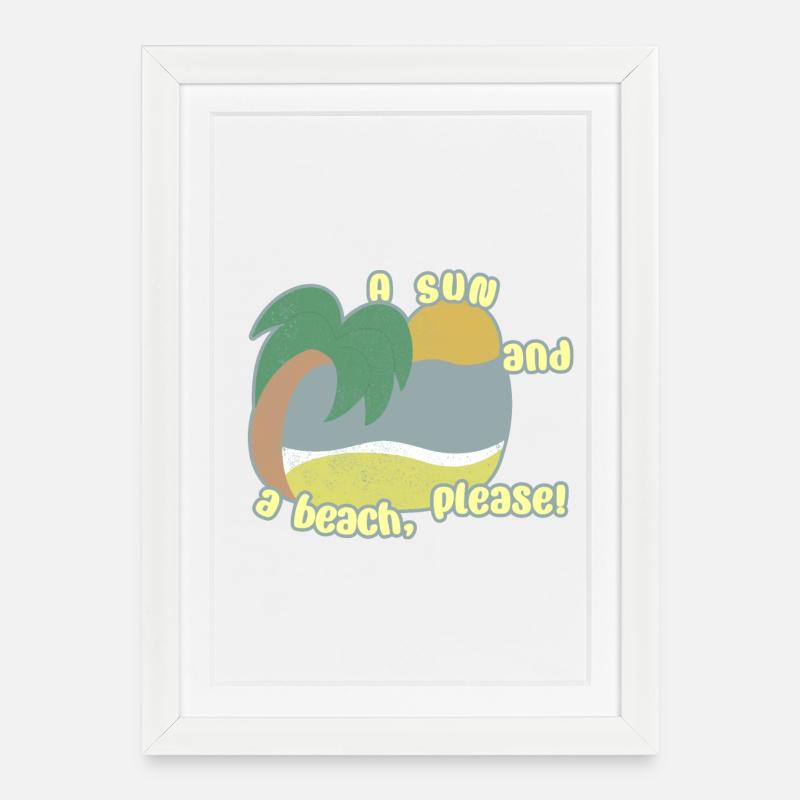 Soleil et plage - Affiche encadrée (27 × 37 cm) - blanc
