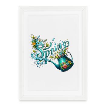 Spring Watering Can Let It Grow Spring Flowers - Framed poster (27 × 37 cm) - white - Front