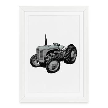 Vieux tracteur Fergie TE20 - Affiche encadrée (27 × 37 cm) - blanc - Devant