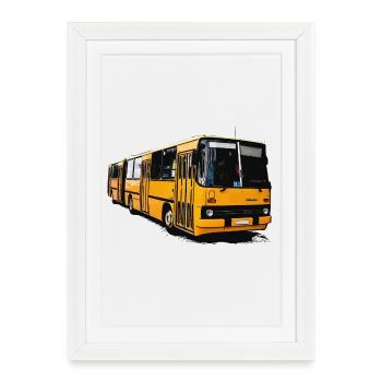 Bus Ikarus Z80 jaune - Affiche encadrée (27 × 37 cm) - blanc - Devant