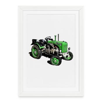 Tracteur Type 80 - Affiche encadrée (27 × 37 cm) - blanc - Devant