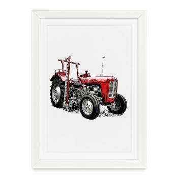 Tracteur faucheuse M F 35 - Affiche encadrée (27 × 37 cm) - blanc - Devant