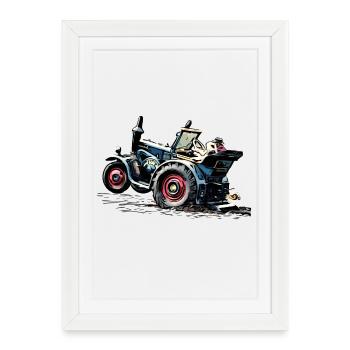 Old tractor in the field - Framed poster (27 × 37 cm) - white - Front
