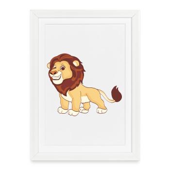 Un lion magnifique - Affiche encadrée (27 × 37 cm) - blanc - Devant