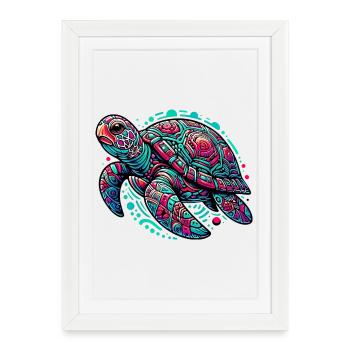 Tortue - Affiche encadrée (27 × 37 cm) - blanc - Devant