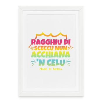 T-shirt Sicile t-shirt Proverbe sicilien - Affiche encadrée (27 × 37 cm) - blanc - Devant