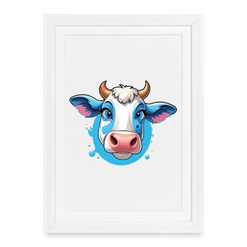 Colorful Cow - Framed poster (27 × 37 cm) - white - Front