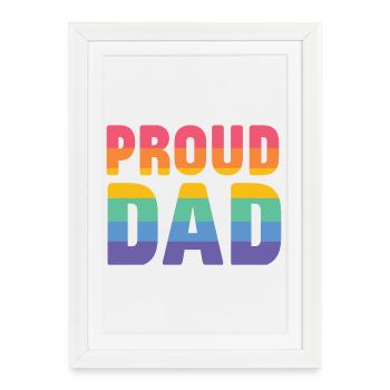 Mois de la fierté LGBT - Papa fier - Affiche encadrée (27 × 37 cm) - blanc - Devant