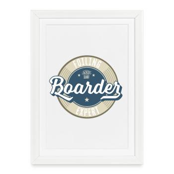 Surf and Boarder Label - Framed poster (27 × 37 cm) - white - Front