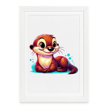 Loutre - Affiche encadrée (27 × 37 cm) - blanc - Devant
