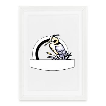 Oiseau pélican dans un cercle (mod.) - Affiche encadrée (27 × 37 cm) - blanc - Devant