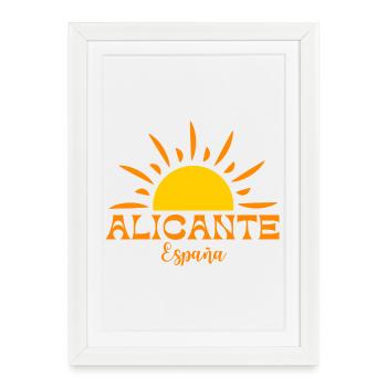 Vibrant Sunburst Alicante Espagne Design - Affiche encadrée (27 × 37 cm) - blanc - Devant