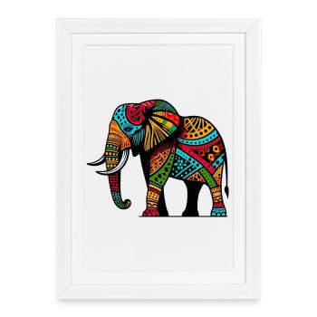 Éléphant - Affiche encadrée (27 × 37 cm) - blanc - Devant