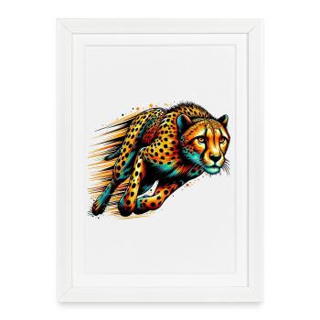 Guépard - Affiche encadrée (27 × 37 cm) - blanc - Devant