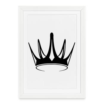 Couronne Reine/Roi personnalisable - Affiche encadrée (27 × 37 cm) - blanc - Devant