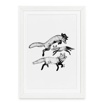 The 3 Foxes - Framed poster (27 × 37 cm) - white - Front