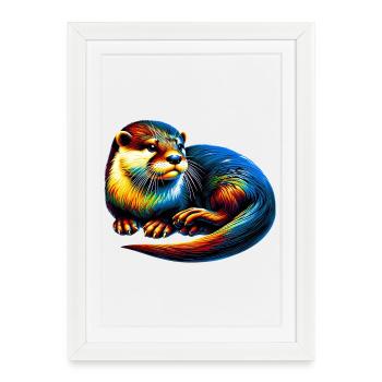 Loutre - Affiche encadrée (27 × 37 cm) - blanc - Devant