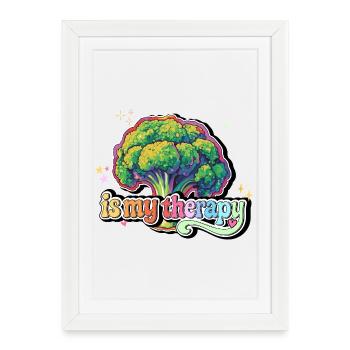 Le brocoli est ma thérapie - Affiche encadrée (27 × 37 cm) - blanc - Devant
