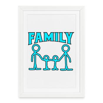 Motif famille. - Affiche encadrée (27 × 37 cm) - blanc - Devant
