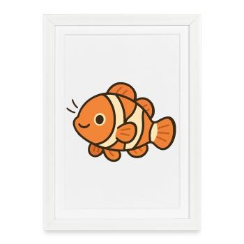 Poisson anémone - Habitant joyeux du récif - Affiche encadrée (27 × 37 cm) - blanc - Devant