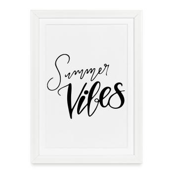 Lettrage à la main « Summer Vibes » Différentes couleurs - Affiche encadrée (27 × 37 cm) - blanc - Devant