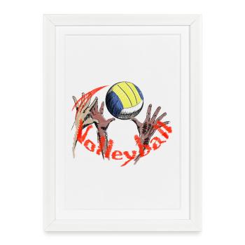 Volley-ball - Affiche encadrée (27 × 37 cm) - blanc - Devant