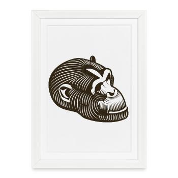 Stylized GORILLE head - Framed poster (27 × 37 cm) - white - Front