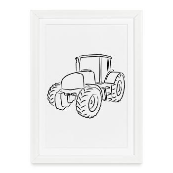 Dessin de tracteur - Affiche encadrée (27 × 37 cm) - blanc - Devant