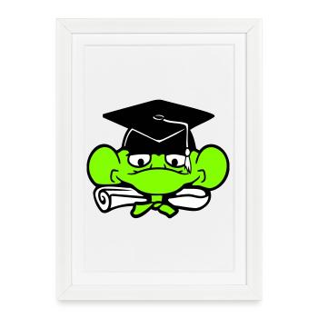 grenouille diplôme d’études secondaires réussi collège mignon - Affiche encadrée (27 × 37 cm) - blanc - Devant